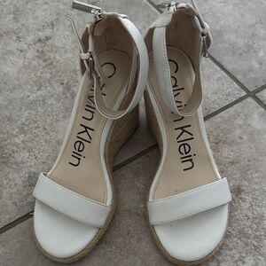 Calvin Klein Cream Wedge Sandals